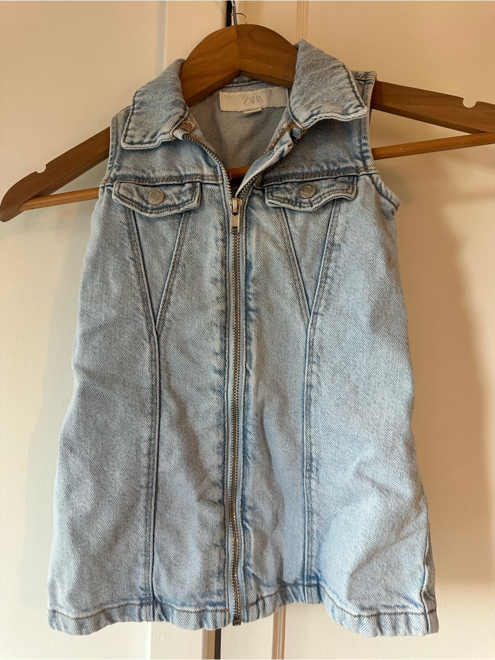 Zara Light Blue Denim Vest Dress